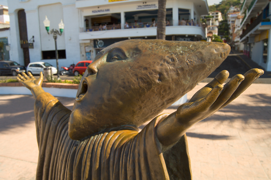 Art scene in puerto vallarta Malecon Statue